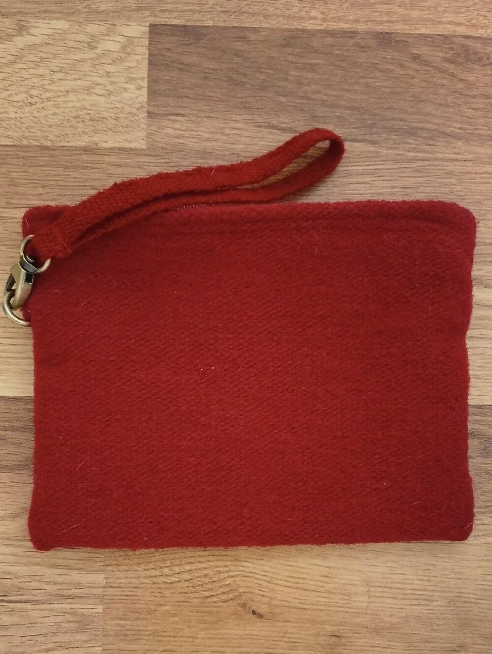 Jenny Krauss Red Embroidered Floral Wristlet Clutch with Floral Accent